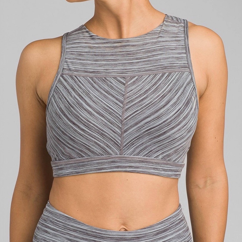 Prana | Lupita Crop Bra Top Yoga Workout Gray Open Back Sports Women Small - Picture 2 of 12